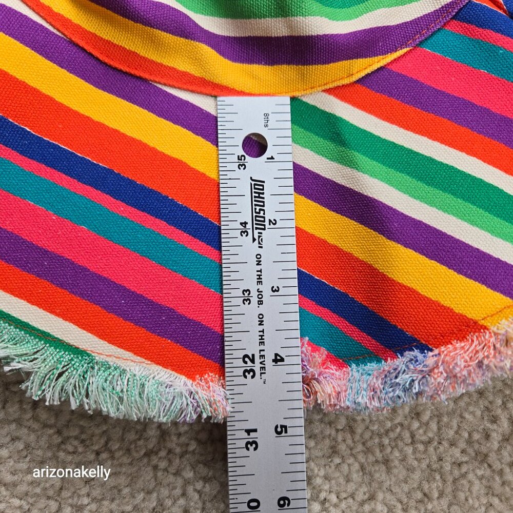 NWOT Frances Valentine Canvas Fringe Hat Cotton Stripe - Picture 2 of 7